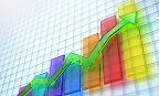 Gráfico colorido com seta indicando crescimento